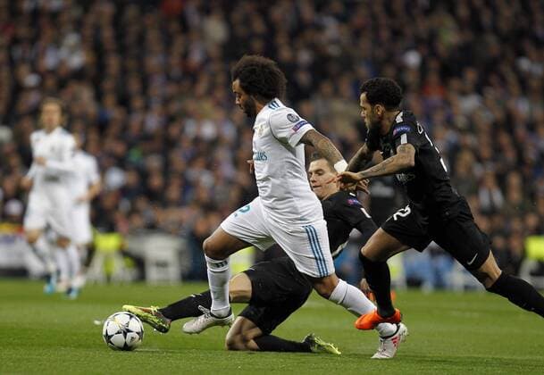 Soccer match between Real Madrid and Paris Saint Germain of Champions League 2017 2018, held at the Santiago Bernabeu stadium, in Madrid. (Photo: Jose Cuesta 261 Cordon Press). Marcelo  xJosexLuisxCuestax xx