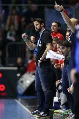 Trainer Bennet Wiegert (SC Magdeburg) - Handball EHF-Cup-Gruppenphase Saison 2017-2018 SC Magdeburg vs. Bjerringbro-Silkeborg in der GETEC Arena in Magdeburg - Deutschland, Handball, Mann, Maenner,14.02.2018