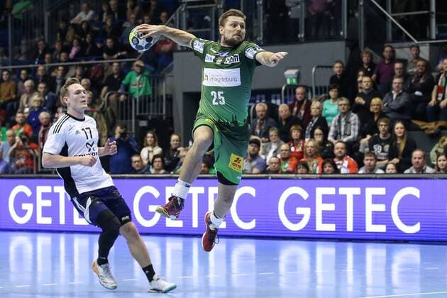 Marko Bezjak (SC Magdeburg) - Handball EHF-Cup-Gruppenphase Saison 2017-2018 SC Magdeburg vs. Bjerringbro-Silkeborg in der GETEC Arena in Magdeburg - Aktion,Deutschland, Handball, Mann, Maenner,14.02.2018