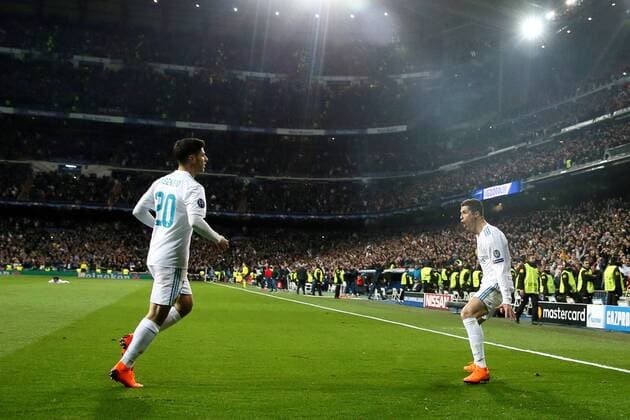 Real Madrid s Cristiano Ronaldo jubilates the second goal of the team during the UEFA Champions League round of 16 first leg match between Real Madrid and Paris Saint Germain at the Santiago Bernabeu stadium in Madrid, Spain, 14 February 2018. Real Madrid vs. Paris Saint Germain !ACHTUNG: NUR REDAKTIONELLE NUTZUNG!  Copyright: xJuanJoxMartinx MAD049 20180214-636542469890623963