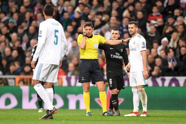 Gianluca Rocchi (ARBITRE) - BLESSURE FOOTBALL : Real Madrid vs Paris SG - Ligue des Champions - 14 02 2018 AnthonyBIBARD FEP Panoramic 