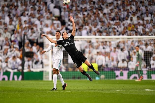 05 Raphael Varane (real) - 09 EDINSON CAVANI (psg) FOOTBALL : Real Madrid vs Paris SG - Ligue des Champions - 14 02 2018 AnthonyBIBARD FEP Panoramic 