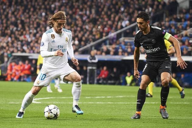 February 14, 2018 - Madrid, Spain - Luka Modric (midfielder; Real Madrid) in action during the UEFA Champions League match between Real Madrid and Paris Saint-Germain at Santiago Bernabeu on February 14, 2018 in Madrid, Spain Real Madrid vs Paris Saint-Germain UEFA Champions League  - ZUMAg15_ 20180214_zaf_g15_117 Copyright: xJackxAbuinx