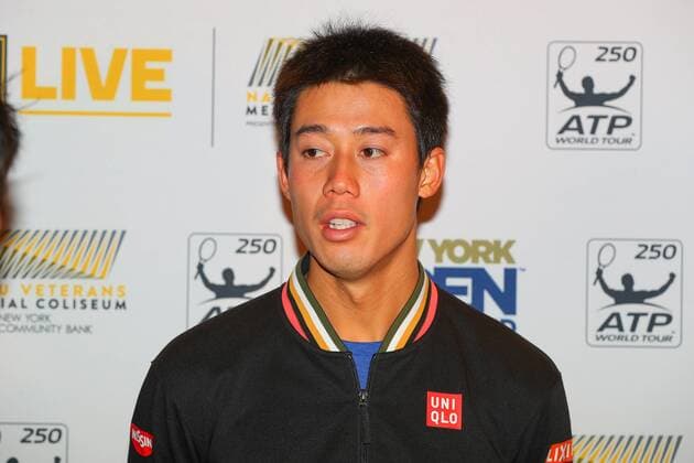 UNIONDALE, NY - FEBRUARY 14: Kei Nishikori of Japan is interviewed after his New York Open Match on February 14, 2018, at NYCB Live in Uniondale, NY. (Photo by Rich Graessle Icon Sportswire) TENNIS: FEB 14 New York Open Icon0214181724 EDITORIAL USE ONLY