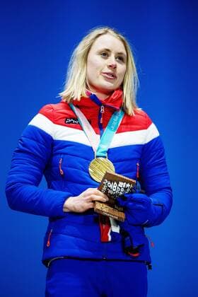 180215 Ragnhild Haga of Norway (gold) at a Medal Ceremony for women s cross country 10 km free during day six of the 2018 Winter Olympics on February 15, 2018 in Pyeongchang. Photo: Joel Marklund BILDBYRAN kod JM 87625 Copyright: JOELxMARKLUND BB180215JM120