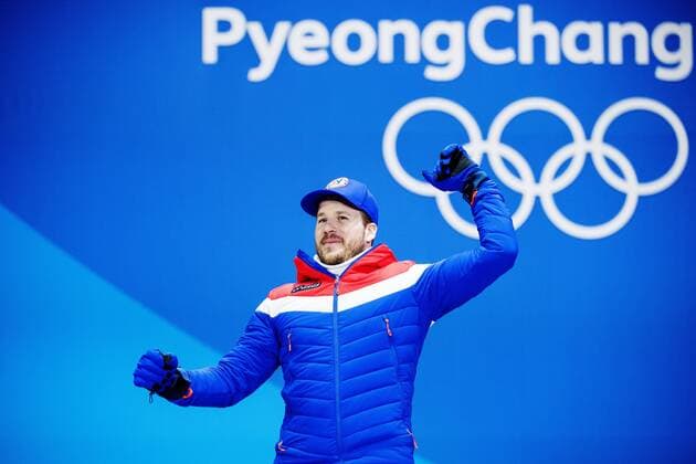 180215 Kjetil Jansrud of Norway (silver) celebrate at a Medal Ceremony for Alpine Skiing Downhill during day six of the 2018 Winter Olympics on February 15, 2018 in Pyeongchang. Photo: Joel Marklund BILDBYRAN kod JM 87625 Copyright: JOELxMARKLUND BB180215JM123