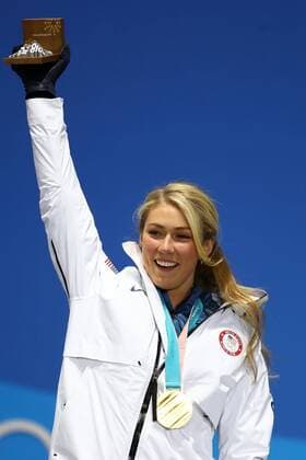 PyeongChang 2018, Ski Alpin, Riesenslalom der Damen, Siegerehrung IPP20180215 Olympic Winter games Winterspiele Spiele Summer games Pyeongchang 2018 - Olympische Winterspiele Pyeongchang 2018: Ladies Giant Slalom, Mikaela Shiffrin oro (Hinweis: Verwendung nur in Deutschland - only Germany) *** IPP20180215 Olympic Winter Games PyeongChang 2018 Olympic Winter Games PyeongChang 2018 Ladies giant slalom Mikaela Shiffrin oro note only use only in Germany Germany 