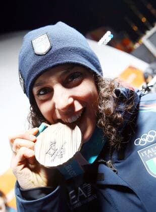 PyeongChang 2018, Ski Alpin, Riesenslalom der Damen, Siegerehrung IPP20180215 Olympic Winter games Winterspiele Spiele Summer games Pyeongchang 2018 - Olympische Winterspiele Pyeongchang 2018: Ladies Giant Slalom, Federica Brignone bronzo (Hinweis: Verwendung nur in Deutschland - only Germany) *** IPP20180215 Olympic Winter Games PyeongChang 2018 Olympic Winter Games PyeongChang 2018 Ladies giant slalom Federica Brignone Brooklyn note only use only in Germany Germany 