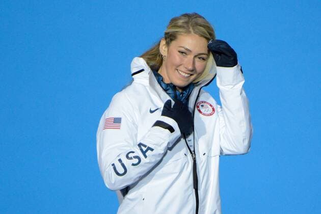 PyeongChang 2018, Ski Alpin, Riesenslalom der Damen, Siegerehrung February 15, 2018 - Pyeongchang, South Korea - MIKAELA SHIFFRIN of the United States during the medals ceremony for the Ladies Giant Slalom event In the PyeongChang Olympic Games Olympische Spiele Olympia OS PyeongChang 18: Alpine Skiing Women - ZUMAl132 20180215_zap_l132_042 Copyright: xChristopherxLevyx