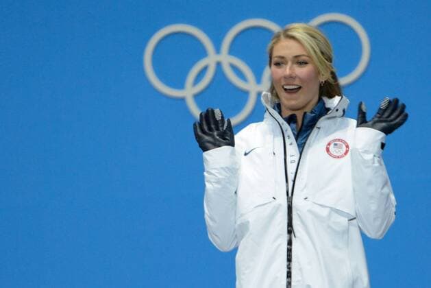 PyeongChang 2018, Ski Alpin, Riesenslalom der Damen, Siegerehrung February 15, 2018 - Pyeongchang, South Korea - MIKAELA SHIFFRIN of the United States during the medals ceremony for the Ladies Giant Slalom event In the PyeongChang Olympic Games Olympische Spiele Olympia OS PyeongChang 18: Alpine Skiing Women - ZUMAl132 20180215_zap_l132_043 Copyright: xChristopherxLevyx