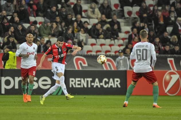 Pierre Lees Melou (OGC Nice) FOOTBALL : OGC Nice vs Lokomotiv Moscou - Ligue Europa - 15 02 2018 NorbertScanella Panoramic 
