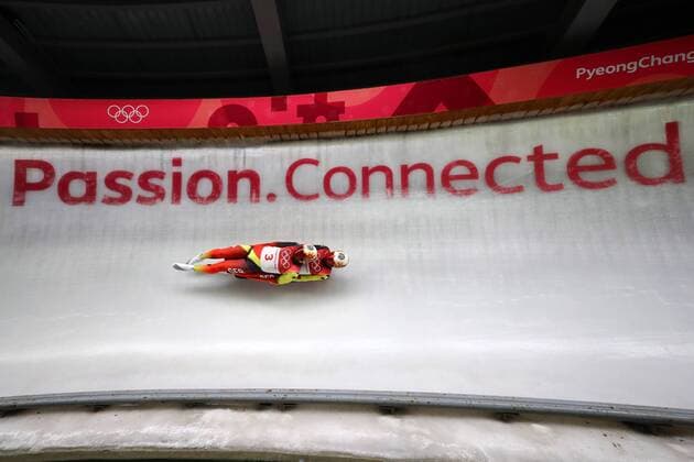 Olympische Winterspiele, Rodeln Herren Zweisitzer, Tobias Wendl,Tobias Arlt, 15.02.2018 , Pyeongchang, XXIII. OLYMPIC Winter games Winterspiele Spiele Summer games PYEONGCHANG, South KOREA, *** At the Winter Olympics Luge men s two-seater Tobias Wendl-Tobias Arlt 15 02 2018 PyeongChang XXIII OLYMPIC WINTER GAMES PYEONGCHANG of South KOREA