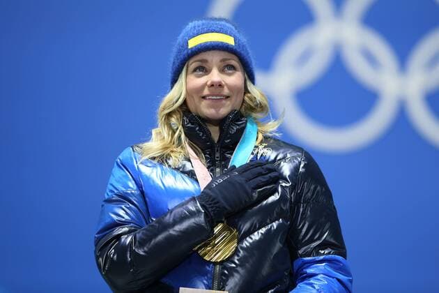 OLYMPICS - 2018 Winter Olympics PYEONGCHANG,SOUTH KOREA,16.FEB.18 - OLYMPICS, ALPINE SKIING - Olympic Winter games Winterspiele Spiele Summer games PyeongChang 2018, Medals Plaza, slalom, ladies, award ceremony. Image shows Frida Hansdotter (SWE). GEPAxpictures xMathiasxMandl
