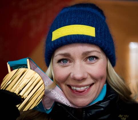 PyeongChang 2018, Ski Alpin, Slalom der Damen, Siegerehrung 180216 Frida Hansdotter of Sweden (gold) celebrate at a Medal Ceremony for women s alpine slalom during day seven of the 2018 Winter Olympics on February 16, 2018 in Pyeongchang. Photo: Jon Olav Nesvold BILDBYRAN kod JE 160172 Copyright: JONxOLAVxNESVOLD BB180216JE079