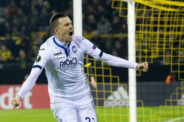 Dortmund, Germany 15.02.2018, UEFA Europa League - 2017 18 Season, Sechzehntelfinale, Tor zum 1:1, Torschuetze Josip Ilicic (Bergamo) jubelt ( DeFodi053