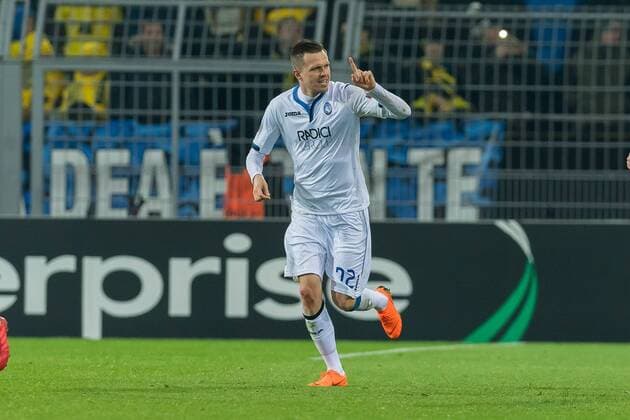 Dortmund, Germany 15.02.2018, UEFA Europa League - 2017 18 Season, Sechzehntelfinale, Josip Ilicic (Bergamo) jubelt nach seinem treffer zum 1:2 ( DeFodi001