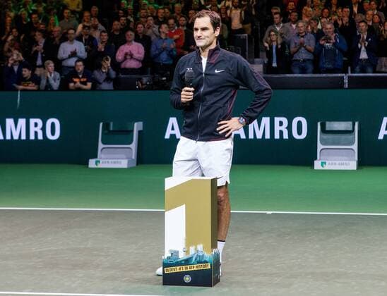 ROTTERDAM: 16-02-2018, ABN Amro WTT Dag 4, Rotterdam, Tennis, Ahoy, Roger Federer N1 van de wereld en verslaat Robin Haase ABN Amro WTT Rotterdam Dag 5  x1984061x