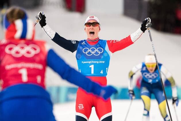 Olympia-Bilder des Tages - SPORT 180217 Marit Bjorgen of Norway, Gold, celebrates after the Women s Cross Country Skiing 4x5 km Relay during day eight of the 2018 Winter Olympics on February 17, 2018 in Pyeongchang. Photo: Joel Marklund BILDBYRAN kod JM 87632 *** 180217 Marit Bjorgen of Norway Gold celebrates after the Women s Cross Country Skiing 4 x 5 km Relay during day eight of the 2018 Winter Olympics on February 17 2018 in Pyeongchang Photo Joel Marklund BILDBYRAN code JM 87632  Copyright: JOELxMARKLUND BB180217JM066