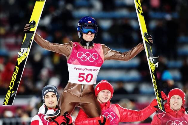 Olympia-Bilder des Tages - SPORT 180217 Kamil Stoch of Poland celebrates after jumping in the men s large hill individual final during day eight of the 2018 Winter Olympics on February 17, 2018 in Pyeongchang. Photo: Carl Sandin BILDBYRAN kod CS 57999_303 *** 180217 Kamil Stoch of Poland celebrates after jumping into the men s large hill individual final during day eight of the 2018 Winter Olympics on February 17 2018 in Pyeongchang Photo Carl Sandin BILDBYRAN code CS 57999 303  Copyright: CARLxSANDIN BB180217CS117