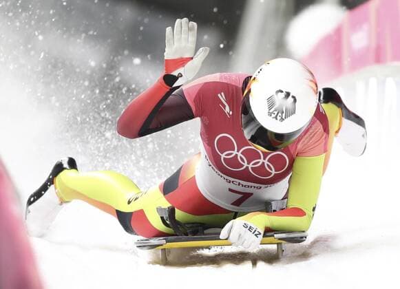PyeongChang 2018 - Highlights der Olympischen Spiele Themen der Woche - SPORT Olympia-Bilder des Tages - SPORT (180217) -- PYEONGCHANG, Feb. 17, 2018 -- Germany s Jacqueline Loelling celebrates after crossing finishing line of women event of skeleton at 2018 PyeongChang Winter Olympic Games Olympische Spiele Olympia OS at Olympic Sliding Centre, PyeongChang, South Korea, Feb. 17, 2018. Jacqueline Loelling claimed second place in a time of 3:27.73. ) (SP)OLY-SOUTH KOREA-PYEONGCHANG-SKELETON-WOMEN BaixXuefei 