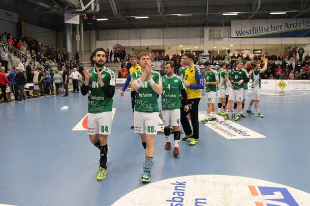 Enttaeuschung bei DJK Rimpar Woelfe, vorne v.l. Benjamin Herth (DJK Rimpar Woelfe 64), Julian Sauer (DJK Rimpar Woelfe 68), ASV Hamm-Westfalen vs DJK Rimpar Woelfe, Handball, 2. Bundesliga, 17.02.2018, Hamm Copyright: xEIBNER JanxStrohdiekx EP_JSK
