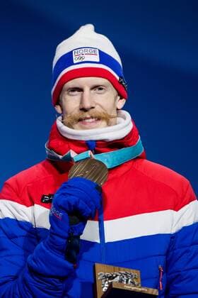 180218 Robert Johansson of Norway, Bronze, at a Medal Ceremony for Ski jumping Skispringen Ski nordisch during day nine of the 2018 Winter Olympics on February 18, 2018 in Pyeongchang. Photo: Petter Arvidson BILDBYRN kod PA 91980 Copyright: PETTERxARVIDSON BB180218PA139