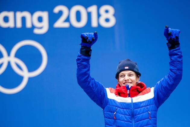 PyeongChang 2018 - Ski Freestyle, Slopestyle Herren Siegerehrung 180218 oystein Braten of Norway, Gold, celebrating with his gold medal at the Medal Ceremony for Men s Ski Slopestyle during day nine of the 2018 Winter Olympics on February 18, 2018 in Pyeongchang. Photo: Petter Arvidson BILDBYRAN kod PA 91980 Copyright: PETTERxARVIDSON BB180218PA154