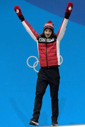 February 18, 2018 - Pyeongchang, South Korea - SAMUEL GIRARD of Canada celebrates getting the gold medal in the Men s 1000m short track Speed skating Eisschnelllauf event in the PyeongChang Olympic Games Olympische Spiele Olympia OS Pyeongchang 18: Medal Winners - ZUMAl132 20180218_zap_l132_055 Copyright: xChristopherxLevyx