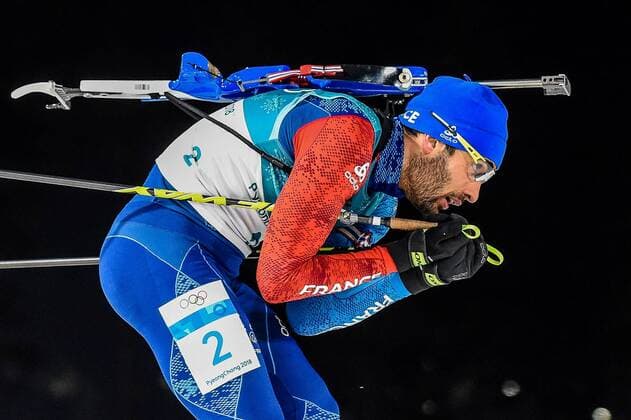 February 18, 2018 - Pyeongchang, Gangwon, South Korea - Martin Fourcade of Ã‚ France competing in 15 km mass start biathlon at Alpensia Biathlon Centre, Pyeongchang, South Korea on February 18, 2018. Biathlon - Winter Olympics Day 9  - ZUMAn230 20180218_zaa_n230_278 Copyright: xUlrikxPedersenx