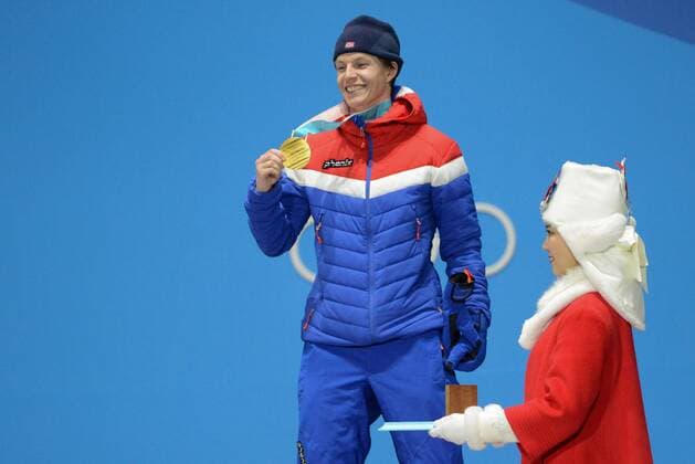 February 18, 2018 - Pyeongchang, South Korea - OYSTEIN BRAATEN of Norway celebrates getting the gold medal in the Men s Slopestyle freestyle skiing event in the PyeongChang Olympic Games Olympische Spiele Olympia OS Pyeongchang 18: Medal Winners - ZUMAl132 20180218_zap_l132_124 Copyright: xChristopherxLevyx