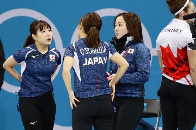Pyeongchang Olympics Japanese curling players gather after being defeated by Canada in a women s round-robin match at the Pyeongchang Winter Olympics in Gangneung, South Korea on Feb. 19, 2018. 