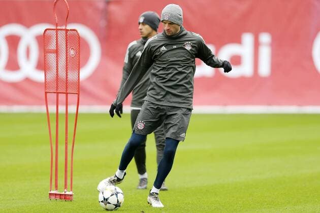 Thomas Mueller waehrend dem Abschlusstraining des FC Bayern Muenchen vor dem morgigen Achtelfinal Hinspiels in der Champions League am 20.02.2018 in der Allianz Arena. Muenchen Copyright: xEIBNER MarcelxEngelbrechtx EP_EER