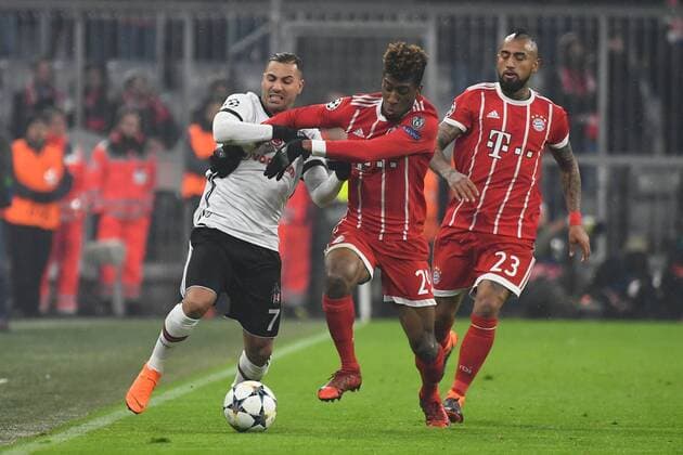 20.02.2018, xjhx, Fussball Champions League, FC Bayern Muenchen - Besiktas Istanbul, emspor, v.l. Ricardo Quaresma (Besiktas Istanbul), Kingsley Coman (FCB - FC Bayern Muenchen) Muenchen
