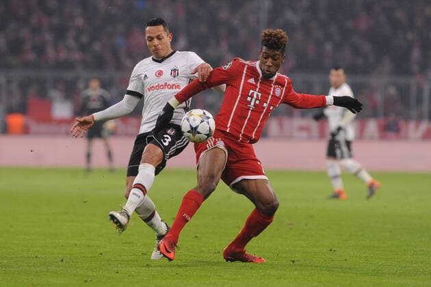 vl. Adriano (Besiktas Istanbul) gegen Kingsley Coman (FC Bayern Muenchen) , beim CL-Spiel zwischen FC Bayern Muenchen und Besiktas Istanbul, 20.02.2018, Muenchen Copyright: xStuetzle xEibner-Pressefotox EP_wse
