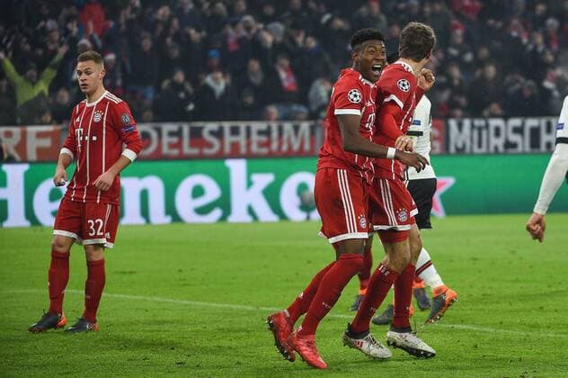 GER, UEFA,Champions League, FC Bayern Muenchen - Besiktas Istanbul 20.02.2018, Allianz-Arena, Muenchen, GER, UEFA,Champions League, FC Bayern Muenchen - Besiktas Istanbul, im Bild David Alaba (FC Bayern Muenchen 27) jubelt ueber das 1:0