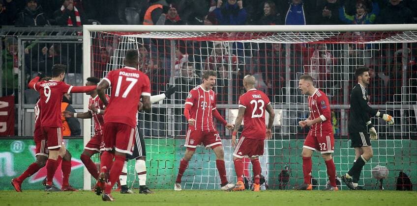 GER, UEFA CL, FC Bayern München (GER) vs Besiktas Istanbul (TR) 20.02.2018, Allianz Arena, München, GER, UEFA CL, FC Bayern München (GER) vs Besiktas Istanbul (TR) , im Bild Thomas Müller (München) freut sich über das Tor zum 1:0