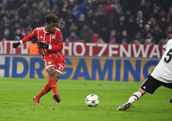 20.02.2018, xjhx, Fussball Champions League, FC Bayern Muenchen - Besiktas Istanbul, emspor, v.l. Kingsley Coman (FC Bayern Muenchen) Goal scored, Tor zum 2:0 Muenchen