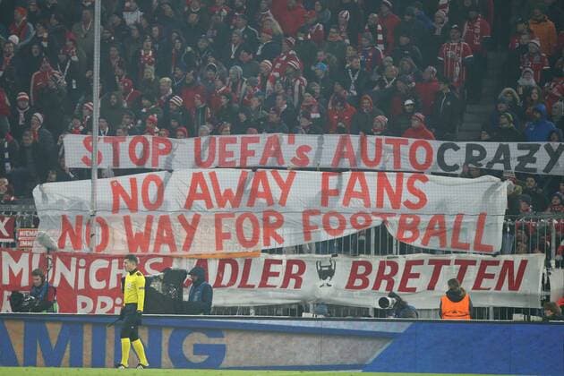 Fan Banner FC Bayern Fans , FC Bayern Muenchen vs. Besiktas Istanbul, Champions League, Achtelfinale, Fussball, 20.02.2018, Muenchen Copyright: xLanger Eibner-Pressefotox EP_HLR