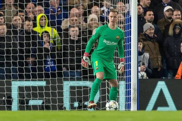 London, England 20.02.2018, UEFA Champions League - 2017 18 Season, Round of 16, First leg, Chelsea FC - FC Barcelona Barca Torwart Marc-Andre ter Stegen (FCB) in Aktion ( DeFodi507