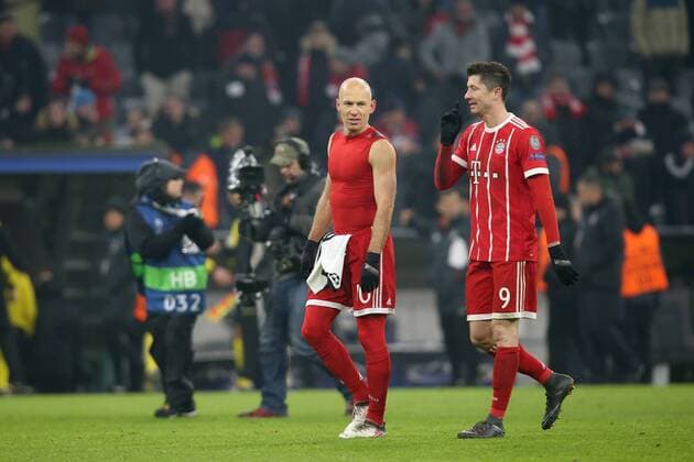 Arjen Robben (FC Bayern Muenchen 10) Robert Lewandowski (FC Bayern Muenchen 9), FC Bayern Muenchen vs. Besiktas Istanbul, Champions League, Achtelfinale, Fussball, 20.02.2018, Muenchen Copyright: xLanger Eibner-Pressefotox EP_HLR