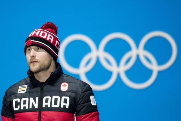 OLYMPICS - 2018 Winter Olympics PYEONGCHANG,SOUTH KOREA,21.FEB.18 - OLYMPICS,FREESTYLE SKIING - Olympic Winter games Winterspiele Spiele Summer games PyeongChang 2018, Medals Plaza, downhill, Ski Cross, men, award ceremony. Image shows Brady Leman (CAN). GEPAxpictures xMaticxKlansek