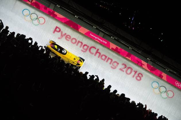 February 21, 2018 - Pyeongchang, South Korea - The German team of MARIAMA JAMANKA and LISA BUCKWITZ on their second to last run of a gold medal night at Women s Bobsled Wednesday, February 21, 2018 at the Olympic Sliding Centre at the Pyeongchang Winter Olympic Games Olympische Spiele Olympia OS , ZUMA Press The Gazette PyeongChang 18: Bobsled Women - ZUMAr157 20180221_zap_r157_036 Copyright: xMarkxReisx