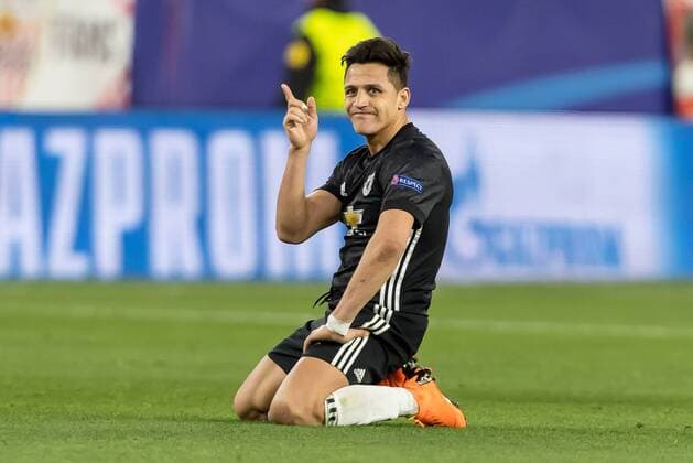 Spain, Sevilla 21.02.2018, UEFA Champions League - 2017 18 Season, Round of 16, First leg, Sevilla FC - Manchester United ManU FC, Alexis Sanchez (MAN) gestikuliert, gestik ( DeFodi507