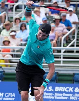 Bilder des Tages - SPORT February 21, 2018: John Isner, from USA, reacts in frustration as he loses a point in a match against Peter Gojowczyk, from Germany, during the 2018 Delray Beach Open ATP Tennis Herren professional tennis tournament, played at the Delray Beach Stadium & Tennis Center in Delray Beach, Florida, USA. Peter Gojowczyk won 7-6 (3), 6-7 (4), 7-6 (5). CSM Tennis 2018: ATP Delray Beach Open FEB 21 - ZUMAc04_ 20180221_zaf_c04_225 Copyright: xMarioxHoubenx