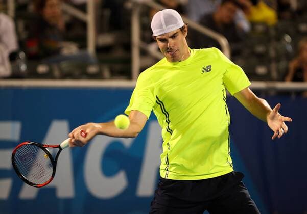 February 21, 2018: Reilly Opelka, from USA, hits a forehand against Jack Sock, from USA, during the 2018 Delray Beach Open ATP Tennis Herren professional tennis tournament, played at the Delray Beach Stadium & Tennis Center in Delray Beach, Florida, USA. Reilly Opelka won 4-6, 7-5, 6-3. CSM Tennis 2018: ATP Delray Beach Open FEB 21 - ZUMAc04_ 20180221_zaf_c04_243 Copyright: xMarioxHoubenx