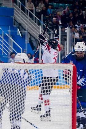 PyeongChang 2018, Eishockey, USA - Kanada, Finale Damen 180222 Marie-Philip Poulin of Canada celebrates the 2-1 goal during the Women s Ice hockey Eishockey final between USA and Canada during day thirteen of the 2018 Winter Olympics on February 22, 2018 in Pyeongchang. Photo: Petter Arvidson BILDBYRN kod PA 91993 Copyright: PETTERxARVIDSON BB180222PA021