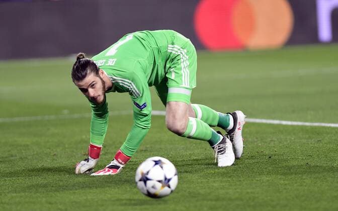 Partido de ida de octavos de la Liga de Campeones entre el Sevilla y el Manchester United ManU en el Pizjuan. En la imagen, De Gea. First leg of 1 8 Champions League match between Sevilla and Manchester United. In this picture, De Gea. 