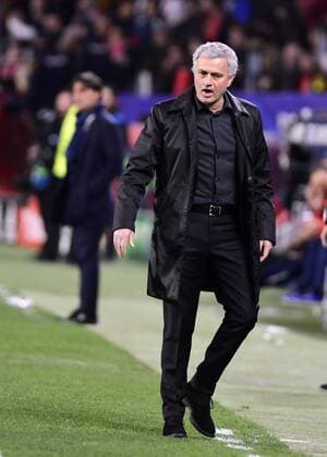 Partido de ida de octavos de la Liga de Campeones entre el Sevilla y el Manchester United ManU en el Pizjuan. En la imagen, Mourinho. First leg of 1 8 Champions League match between Sevilla and Manchester United. In this picture, Mourinho. 