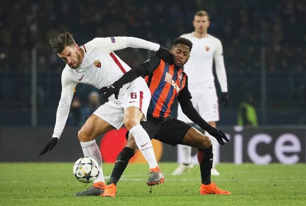 Midfielder Fred (R) of FC Shakhtar Donetsk and midfielder Kevin Strootman of A.S. Roma are seen in action during the UEFA Champions League Round of 16 1st leg match at the Metalist Stadium in Kharkiv, northeastern Ukraine, February 21, 2018. Ukrinform. KHARKIV. FC Shakhtar Donetsk has claimed a 2-1 win over A.S. Roma in the UEFA Champions League Round of 16 1st leg game at the Metalist Stadium. However, it was Roma s midfielder Cengiz Under who kicked the opener in the 41st minute. Seven minutes into the second period Shakhtar s forward Facundo Ferreyra levelled the score, while his team mate, midfielder Fred sealed the hosts lead with a free-kick in the 71st minute. Next time, FC Shakhtar Donetsk will face A.S. Roma at Stadio Olimpico for the second leg match on March 13. Shakhtar defeats Roma 2-1 in Kharkiv  Copyright: xDanilxShamkinx