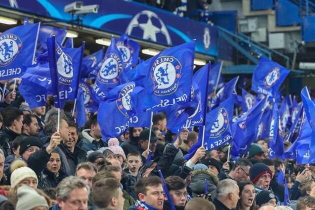 General view of Chelsea supporters waving flags during the UEFA Champions League match between Chelsea and Barcelona at Stamford Bridge, London, England on 20 February 2018. Copyright: xDavidxHornx PMI-1840-0053